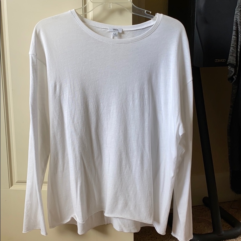 Vince Womens Long Sleeve White Tee Medium